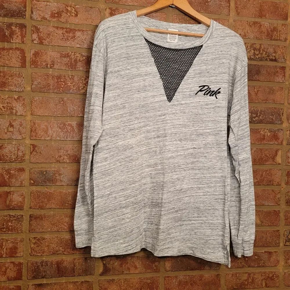 PINK Victoria Secret long sleeve mesh v neck top size XS